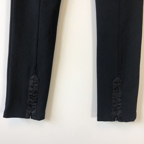 Bisou Bisou Dress Pants Black Jacquard Trim Ankle Zip Women’s Size 8 NWT’s - Picture 10 of 12